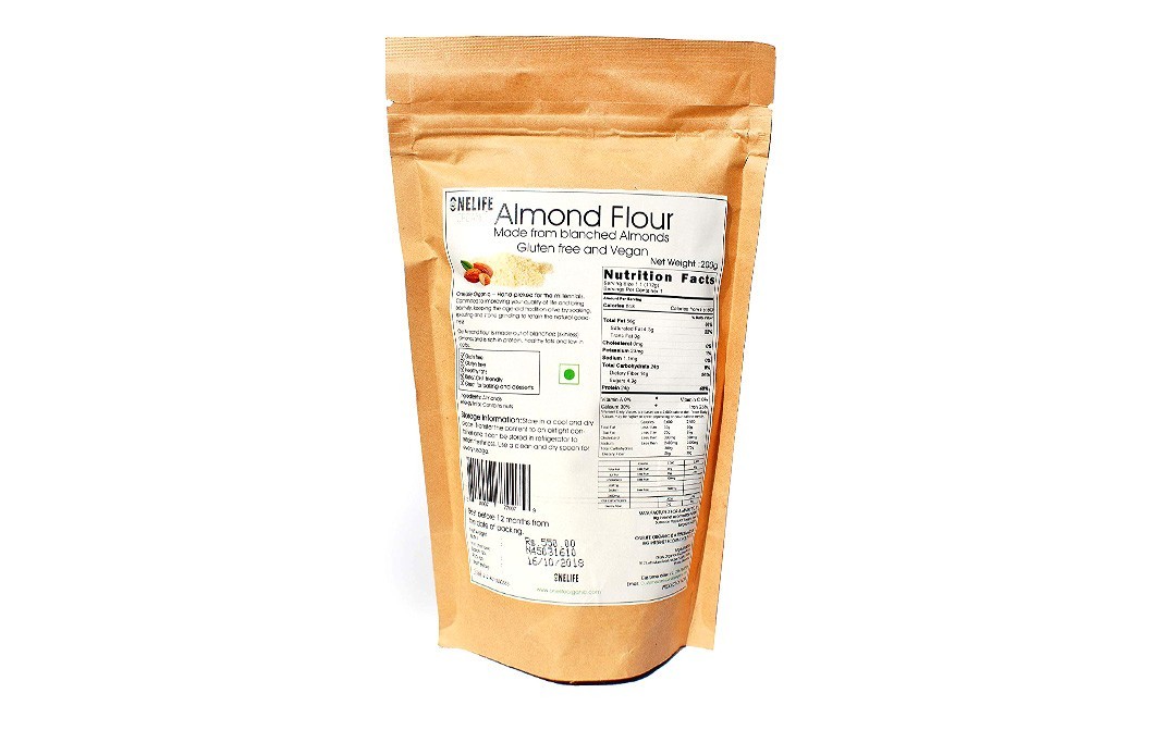 Onelife Organic Almond Flour    Glass Jar  200 grams